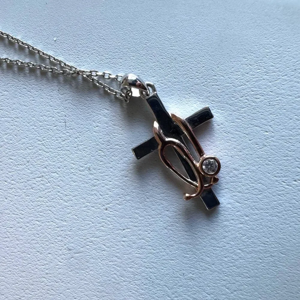Sterling Silver Nurse/ DR Faith medicine Stethoscope Cross pendant necklace